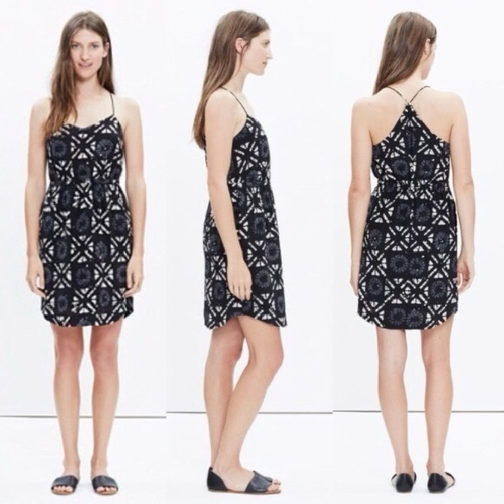 Madewell Starview Batik Grid Silk Dress